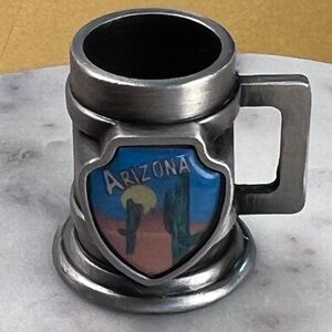 Arizona Desert Pewter Miniature Mug - Blue & Brown Enamel